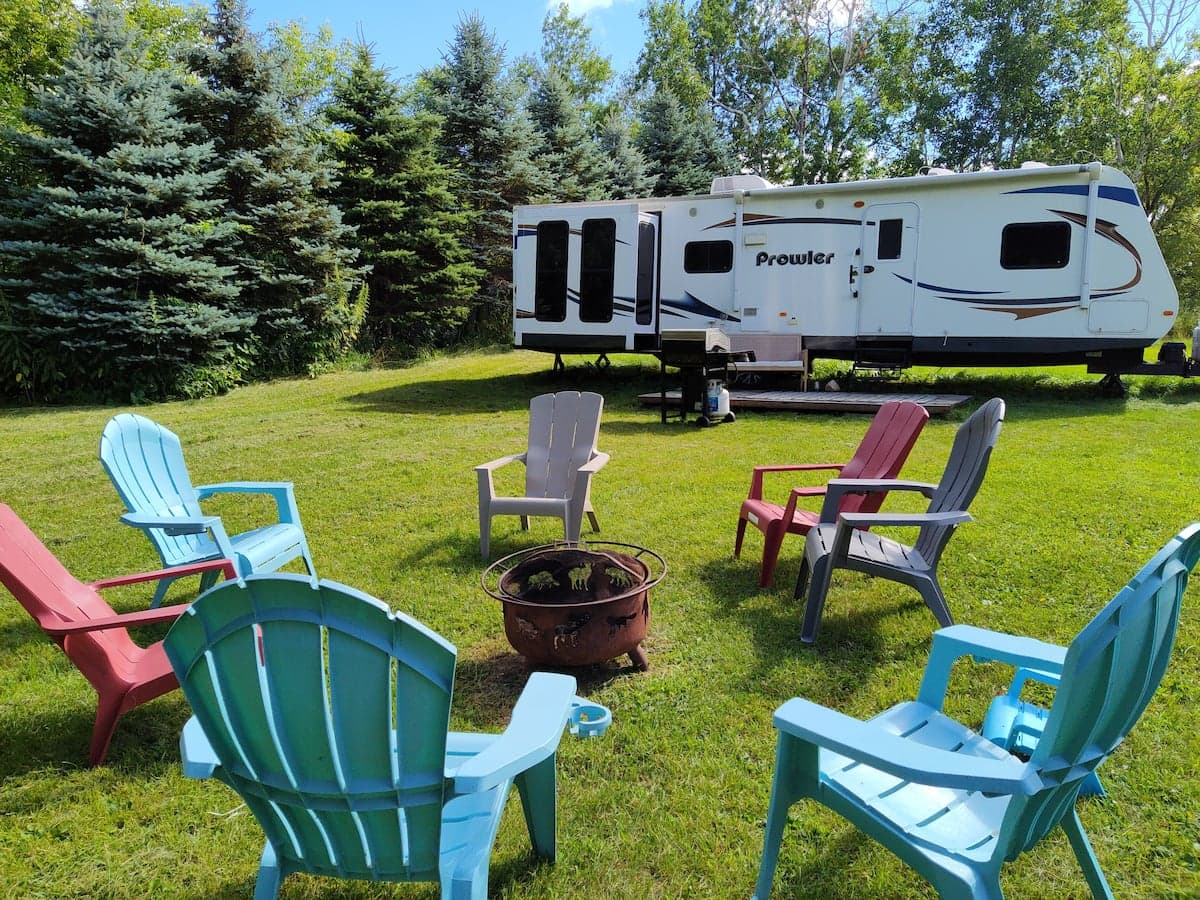 Knife Lake Getaway RV exterior near the lake